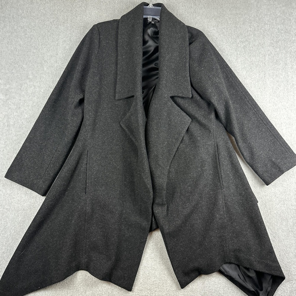 Eileen Fisher Coat Womens Large Gray Wool Blend Tweed Overcoat Snap Front Lined